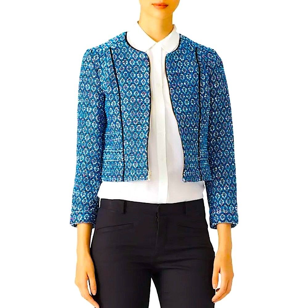 Diane von Furstenberg Blue Rylan Tweed Jacket